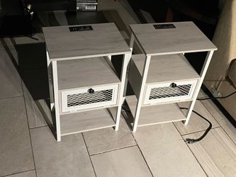 Set of 2 Nightstands with Charging Station & Storage Drawer comes with painting (price is negotiable)