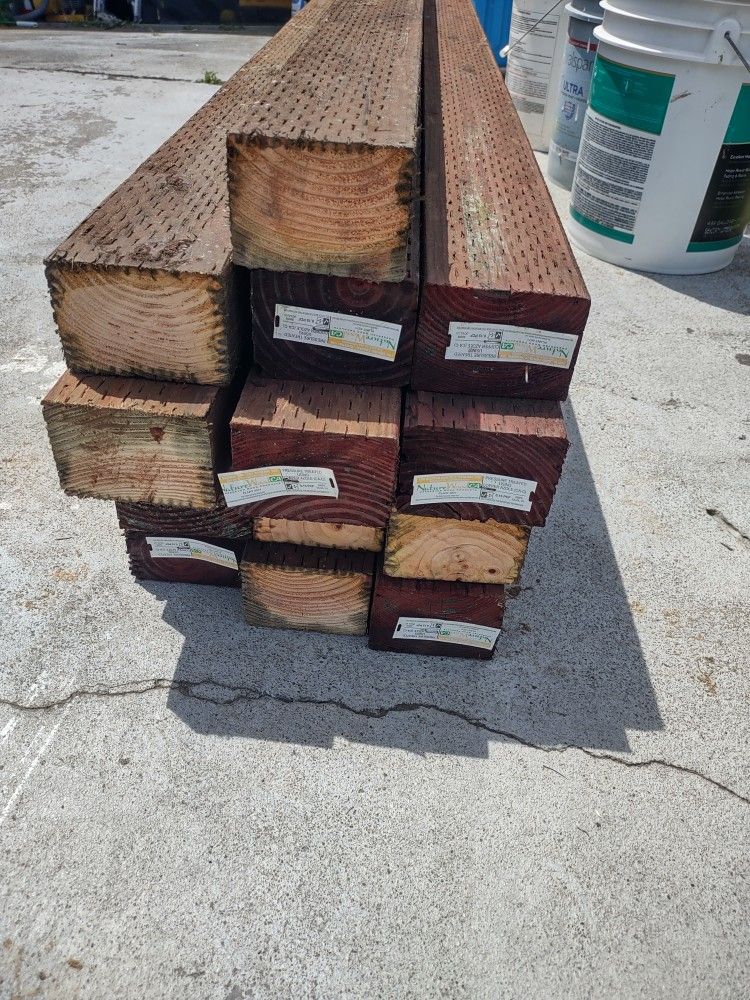13 pieces of 3"x4" x 4.5' pressure treated wood