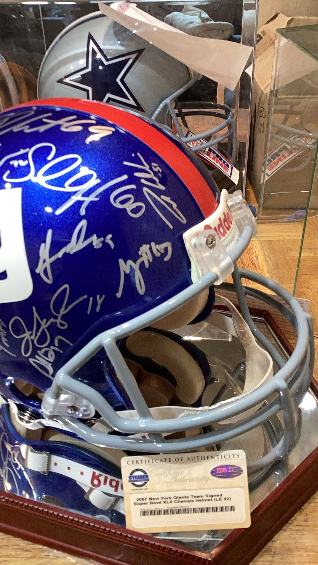 2007 Giants Helmet Super Bowl Helmet Beat New England  Great Piece Of Giants Football History