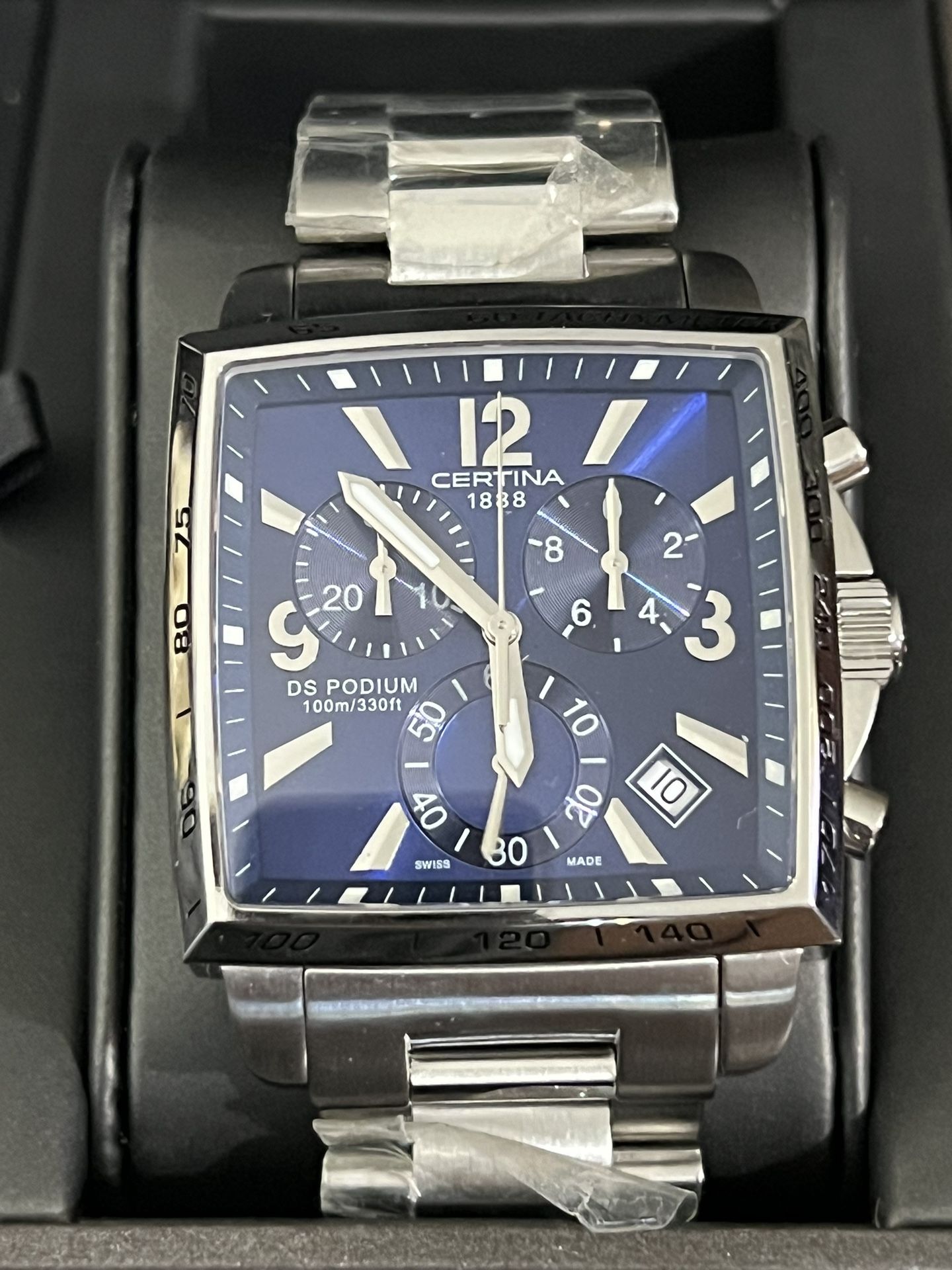 Certina DS Podium Men's Chronograph Date Designer Luxury Square Watch, Reloj