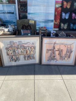Vintage Indian southwest mixed media framed artwork picture $75 each