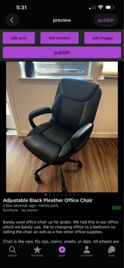 Black Executive Adjustable Office Chair - Like New