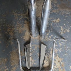 Motorcycle, Mufflers, Handle Bars and Wind Screen