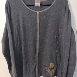 Vintage Disney Winnie The Pooh Woman Cardigan Sweater Sz XL