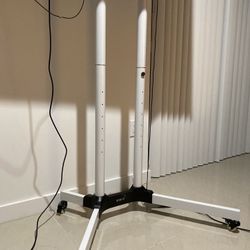 Elegant Minimalistic White TV Stand On Wheels