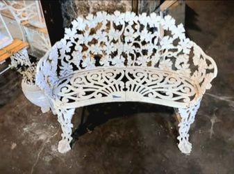 Antique Victorian grapevine cast iron garden bench