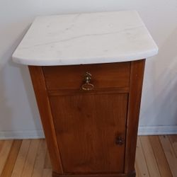 Walnut & Marble End Table Nightstand