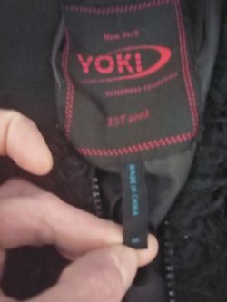 Yoki Size Medium Fuzzy Black Coat Thumbnail