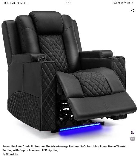 Power Recliner Chair PU Leather
Electric Massage Recliner Sofa for
Living Room Home Theater
Seating with Cup Holders
