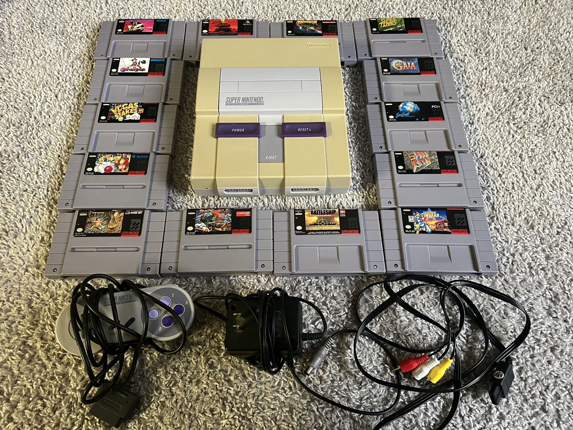 Super Nintendo -SNES- (Original Console + 14 Games)