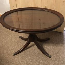 Antique Side Table With Removable Glass Top