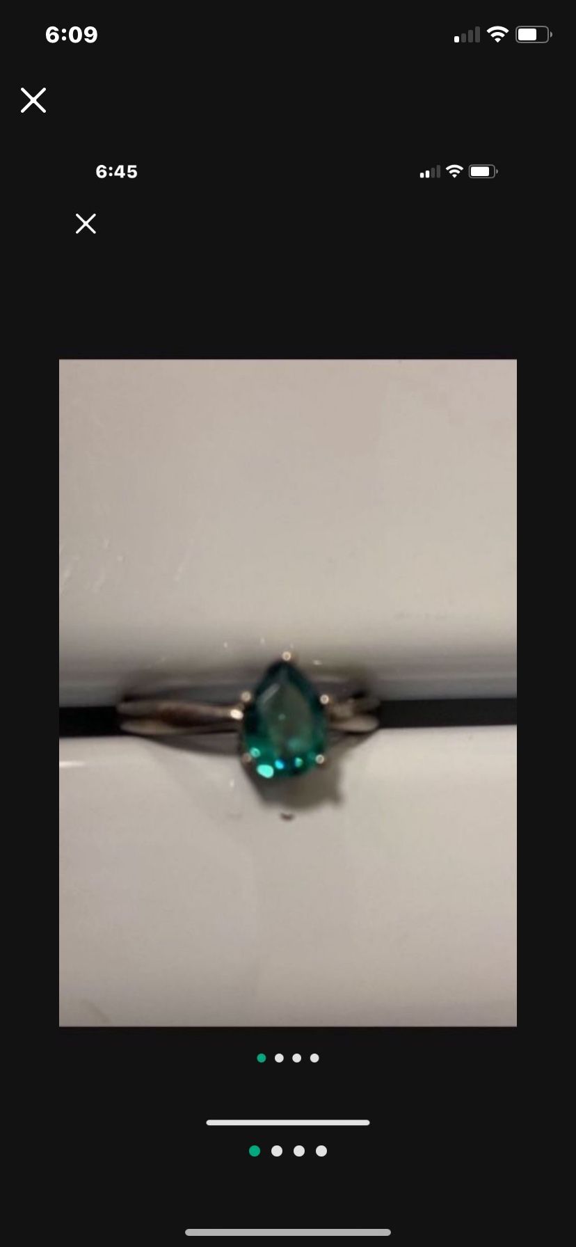 .925 Silver Ring With Costume Emerald Size 8.5
