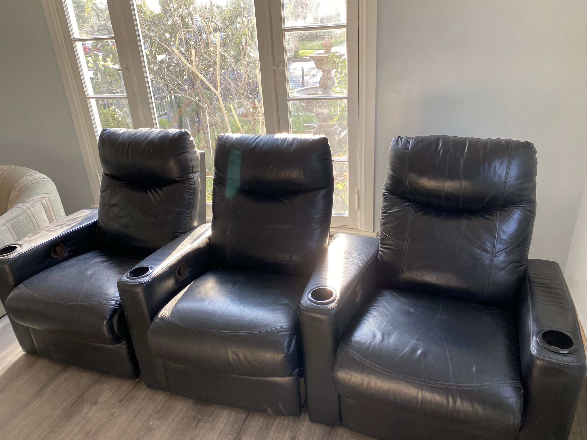 Reclining Black Leather Couches