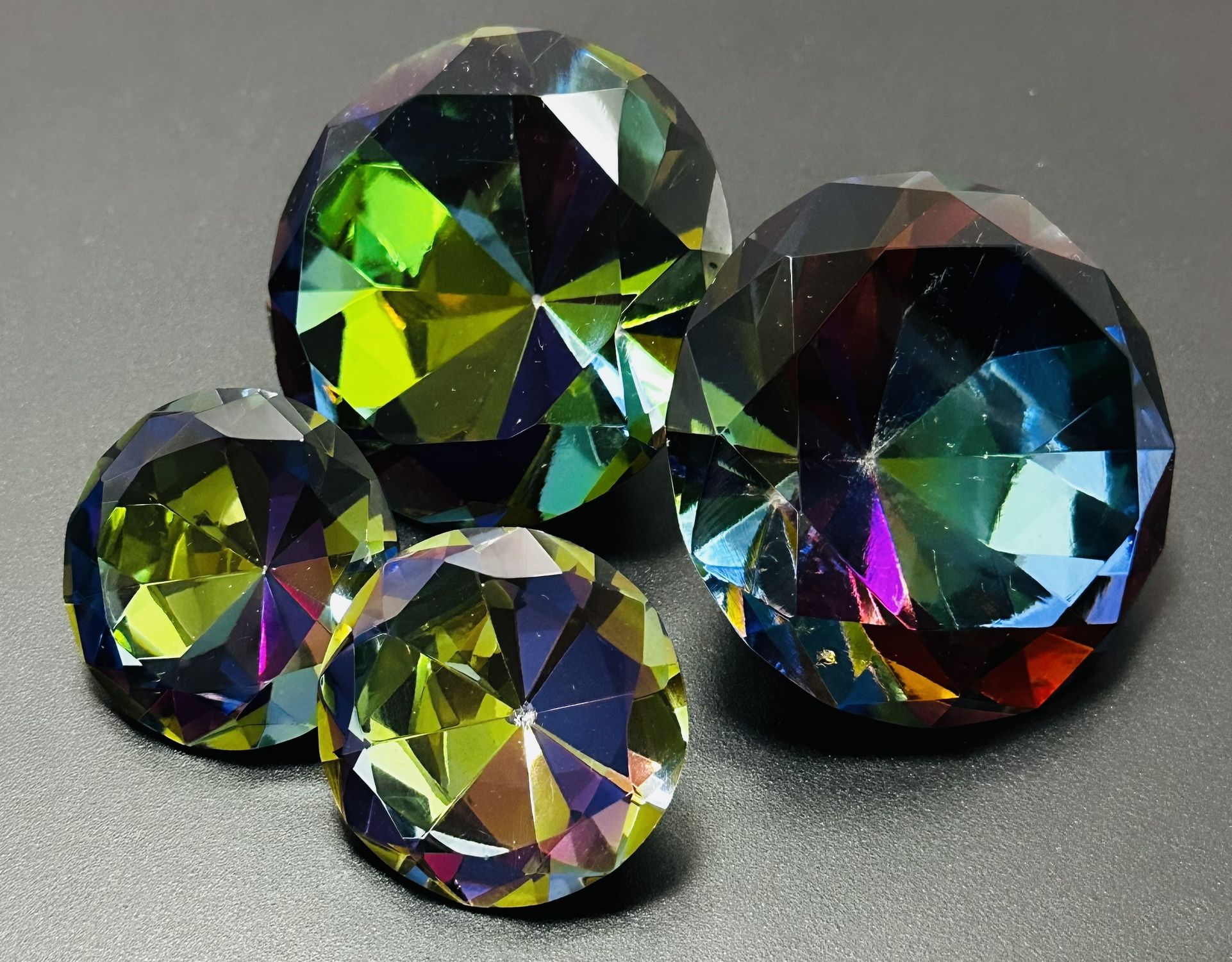 Rainbow Glass Diamond Paperweight