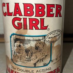 Vintage Clabber Girl Baking Powder 10 Oz. Tin Can Paper Label But No Lid