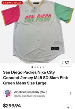 San Diego Padres Nike City Connect Jersey MLB SD Slam Pink Green Mens Size Large