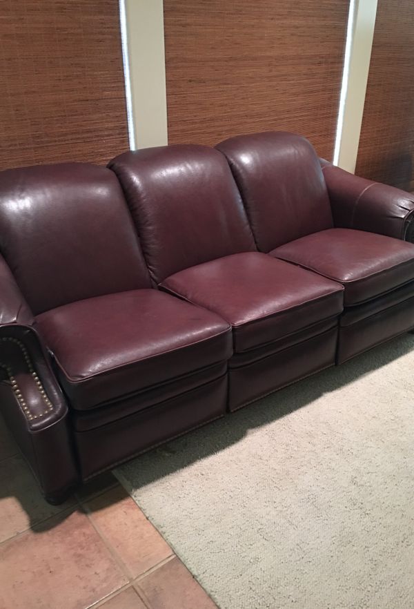 Barcalounger Brown Leather Nail Head Sofa Beautiful Rich With Reckoning Ends For In Overland Park Ks Offerup