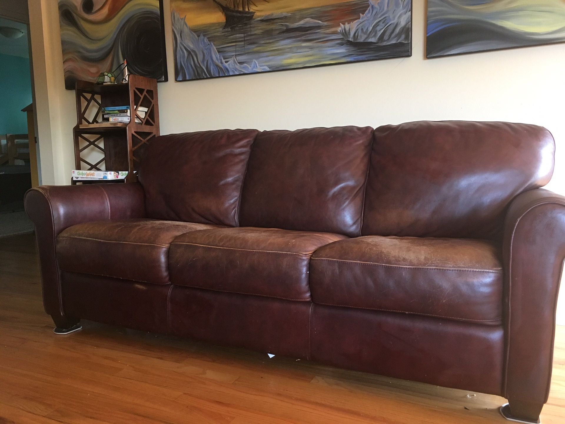 Tobacco Color Real Leather Couch for Sale in Golden, CO - OfferUp