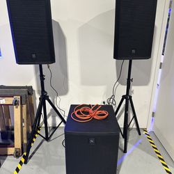 Dj speaker set 2ev Zlx 15p &subwoofer 18” Elx118, 2 stand with power cable price firm read desc👇
