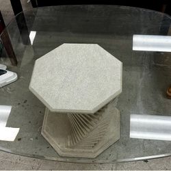 postmodern "swirled stack" octagonal glass table