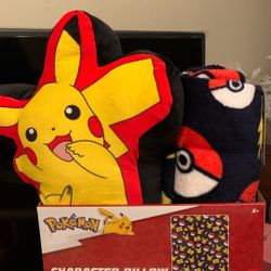 POKEMON CHARACTER PILLOW & THROW BLANKET SET 50in. X 60in. 