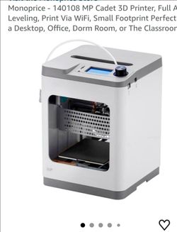 Monoprice - 140108 MP Cadet 3D Printer, Full Auto Leveling, Print Via WiFi, Small Footprint Perfect for a Desktop, Office, Dorm Room, or The Classroom