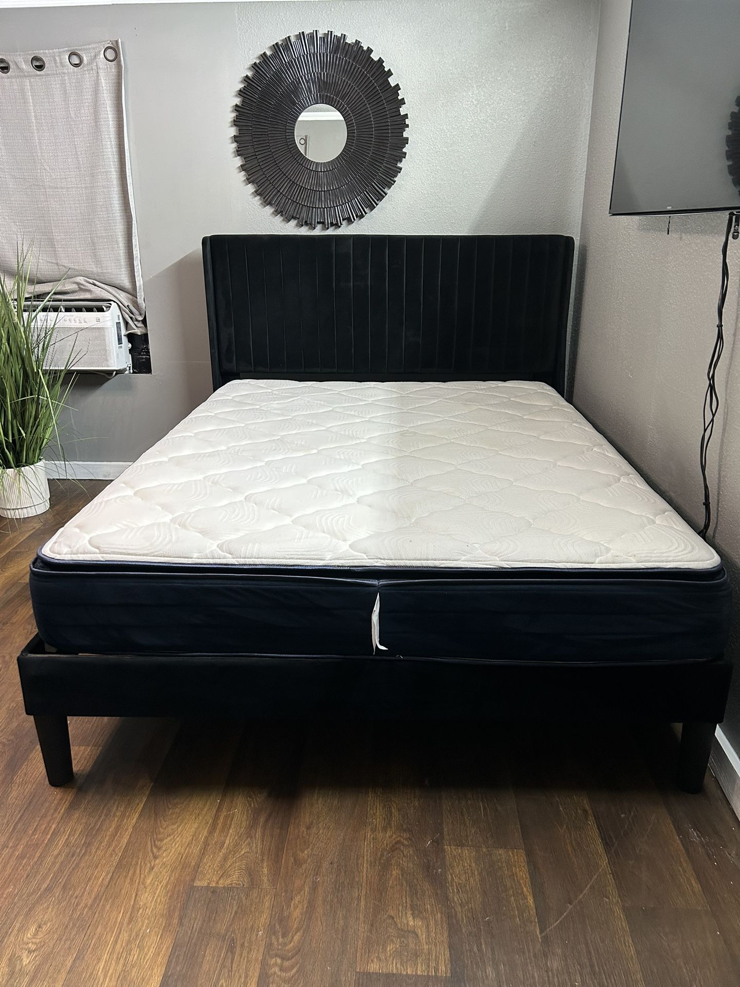 Velvet Queen Bed With Frame