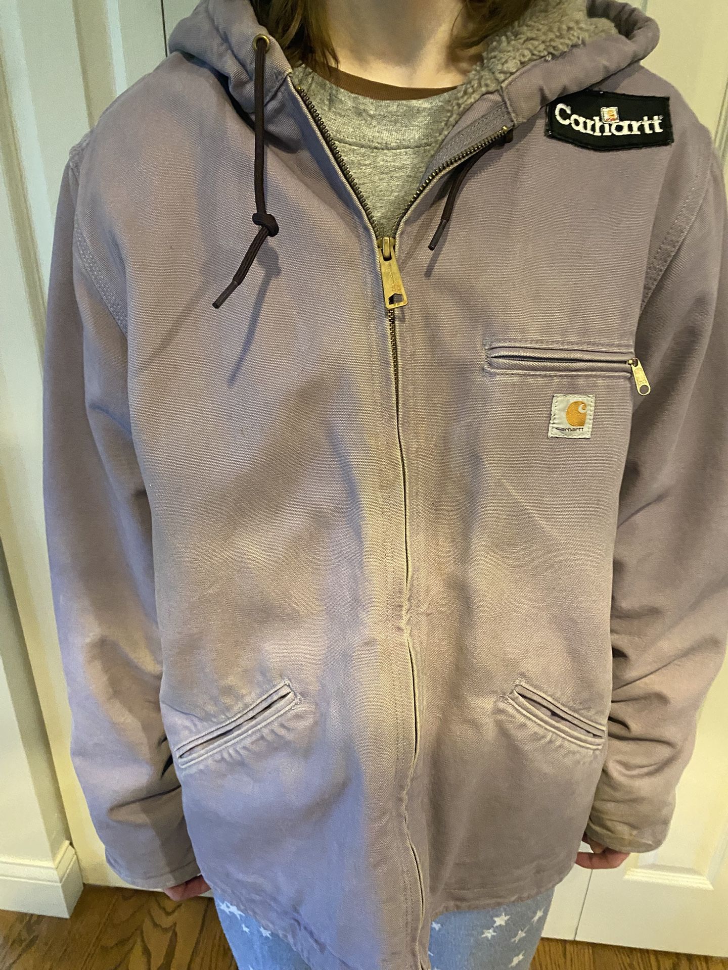 Carhartt WJ141 Sherpa-Lined Sierra Jacket Women’s XL Purple Faded Vintage Workwear