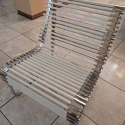 Accent Chair White Leather And Chrome
