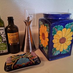 Talavera Mexico Vase & Butter Dish 