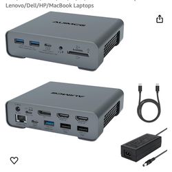 USB C Docking Station Triple Monitor, 16 in 1 Laptop Docking Station with Dual HDMI