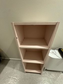 Small Pink Wood Bookshelf 3 Shelves