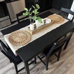 Black Dining Table Set with 4 Chairs