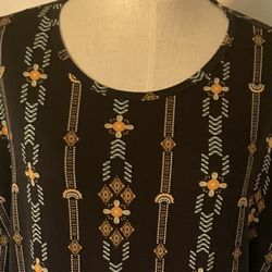 LULAROE Size XS Women’s Shirt Black w/orange white design 