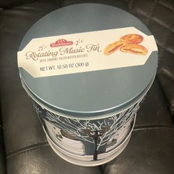 Musical Rotating Tin Box With Biscuits