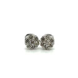 10kt White Gold Flower Set Diamond Earrings 1.00grams  .5ctw 153668 7