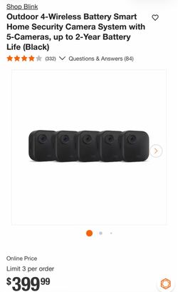 Shop Blink Outdoor 4-Wireless Battery Smart Home Security Camera System with 5-Cameras, up to 2-Year Battery Life (Black)