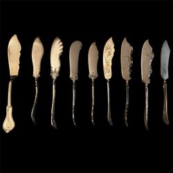 Lot of Nine (9) Silver-Plated Mid-20th Century Antique Master Butter Knives