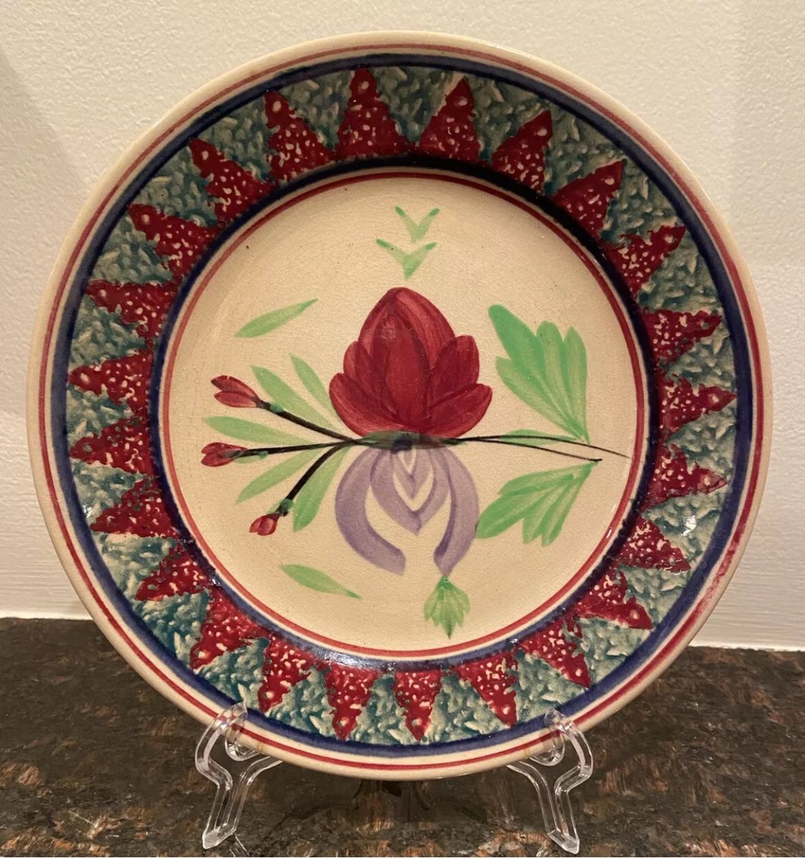 Antique Flowers Plate Petrus Regout & Co Maastricht Made In Holland 19th Century