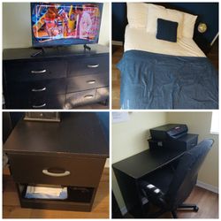 MOVING SALE 🔥Full Bedroom Set + Samsung TV 43" + desk and chair
