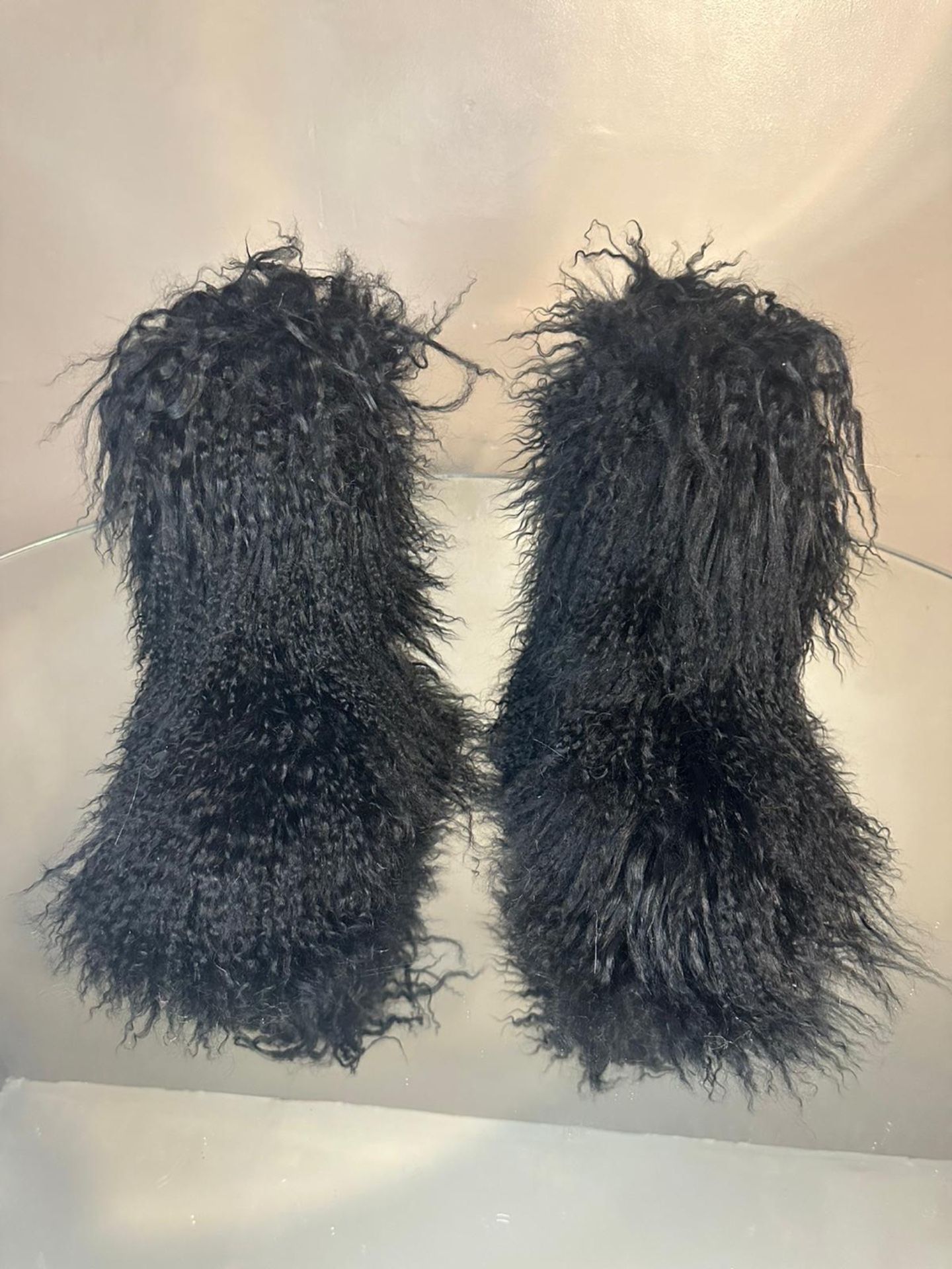 Black Real Fur Shaggy Boots Size 9.5,10 Only Message Size And Place Your Order