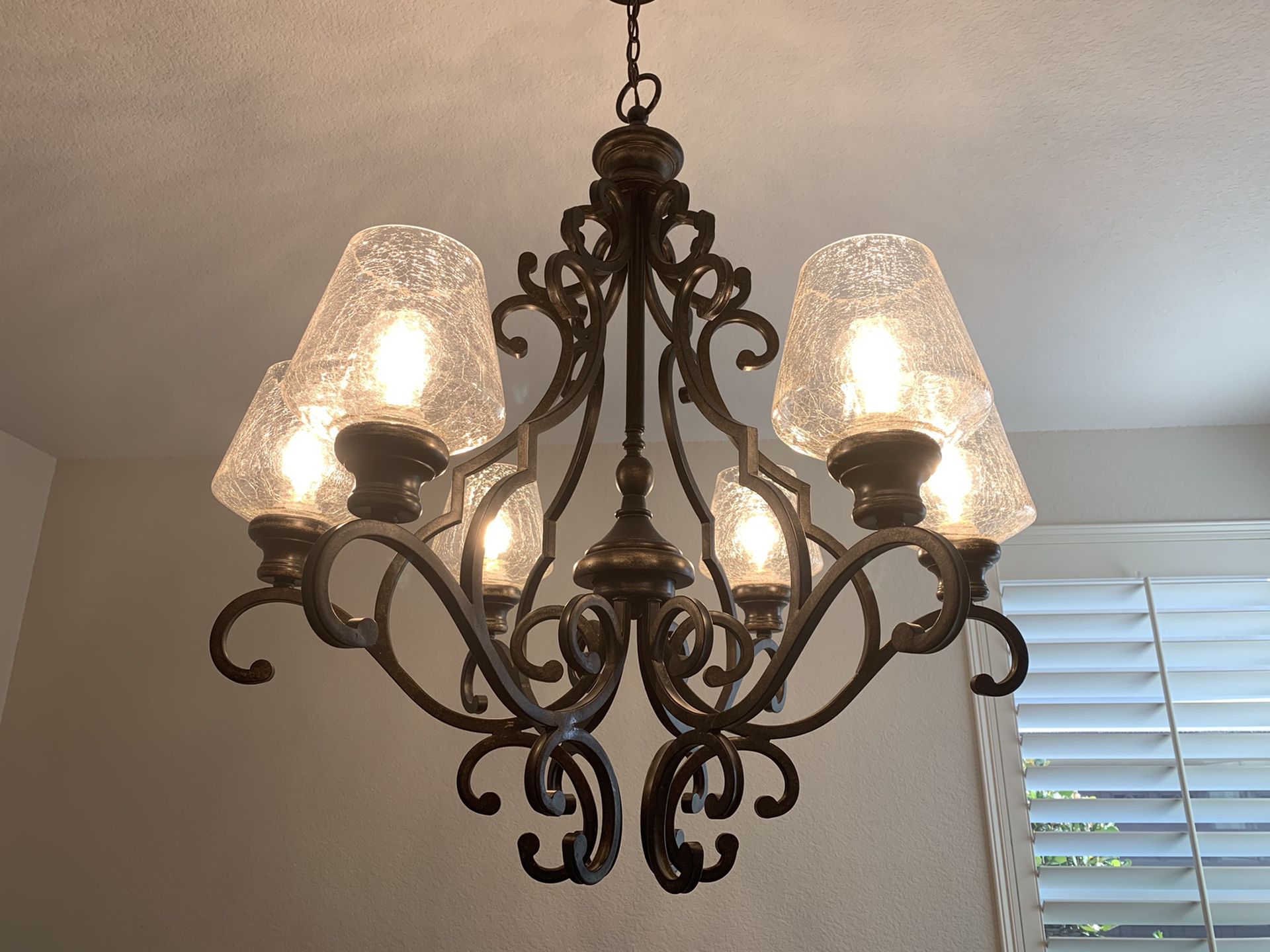 Beautiful iron 6 light chandelier