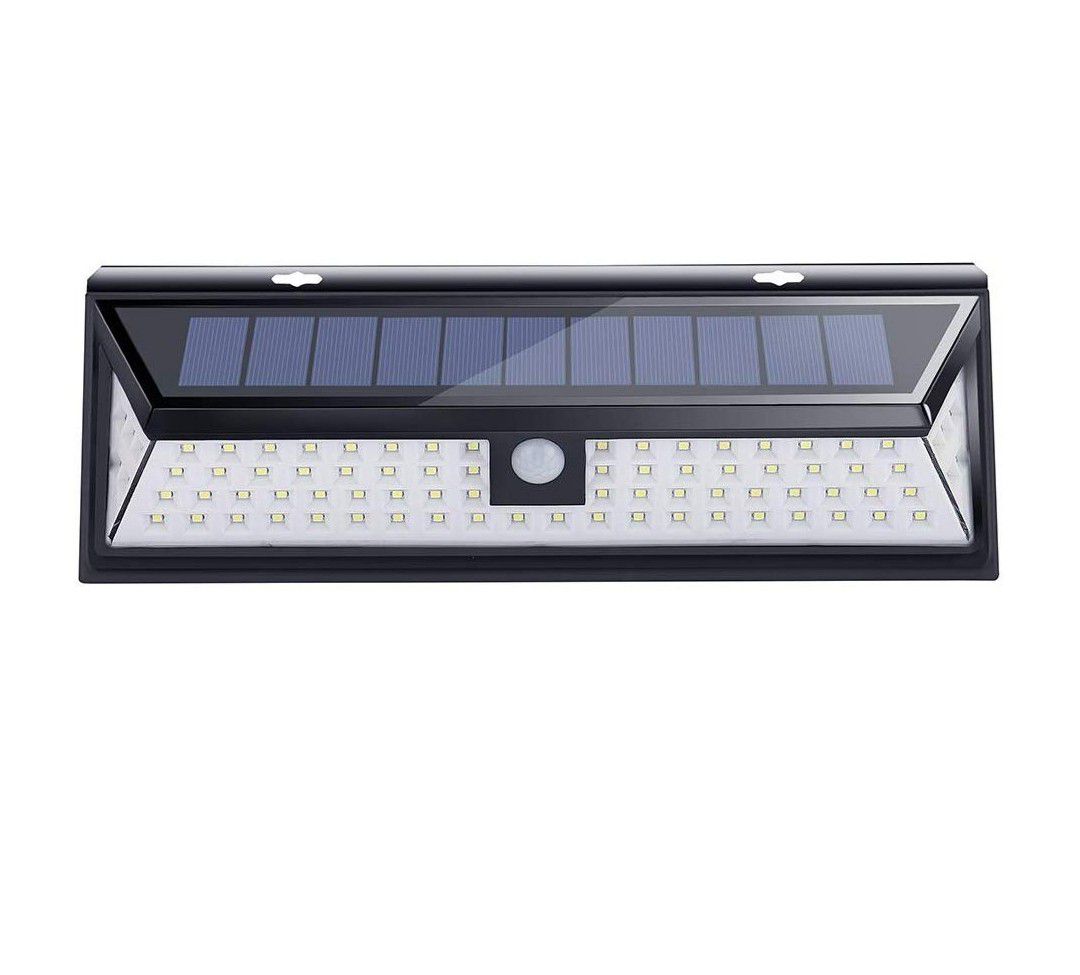 Brand new 3 Modes Solar Wall Light 80 LED Outdoor Motion Sensor Lamp 8-10M Range for Front Door, Yard, Garage, Deck.