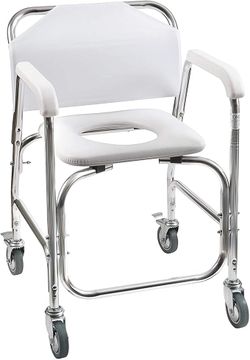 DMI Rolling Shower Chair With Locking Wheels, Holds 250 lbs