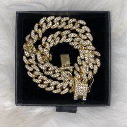 Designer Dog Collar Iced Out Cuban Burberry