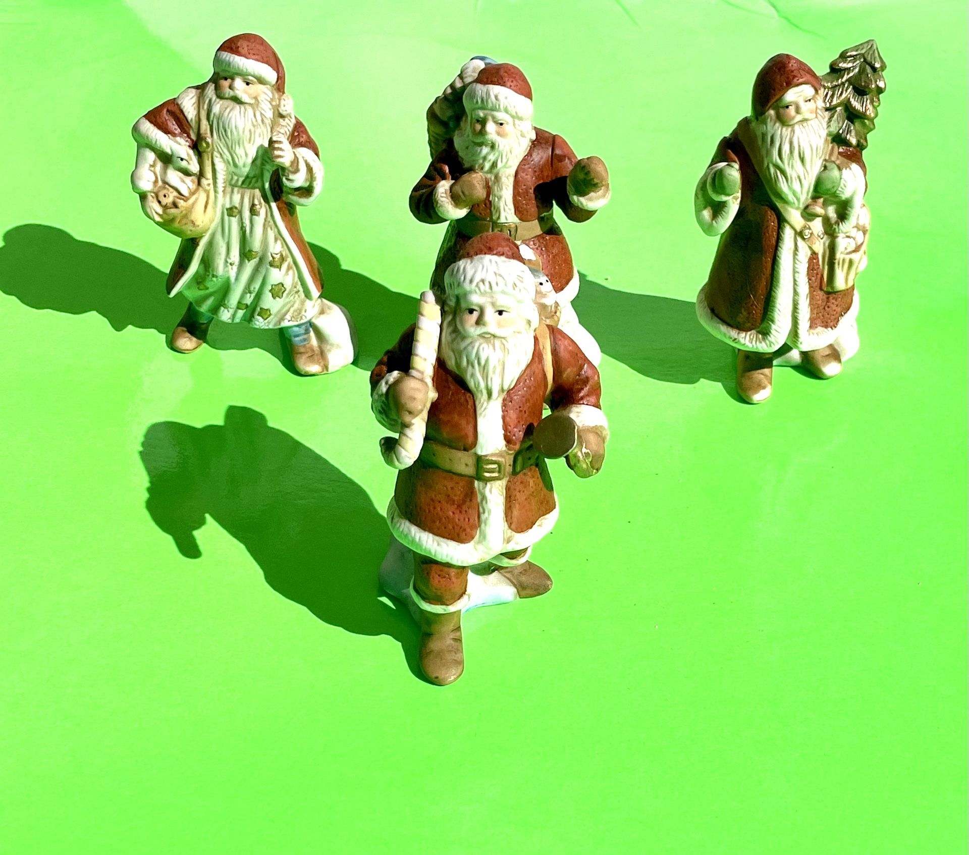 Vintage Lot Of 4 Ceramic Santas