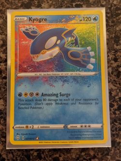 Kyogre Full Art Shining Fates Pokemon Card 021/072