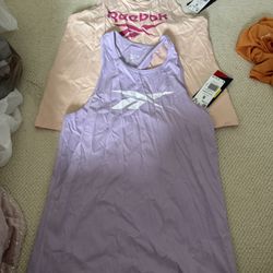 New Womens Lot Of 2  Size Small Reebok Pink And Purple Tank Tips 