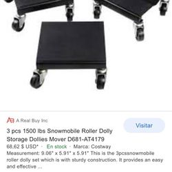 1500, Lbs ,,,Three piece snow mobile roller dolly