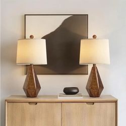 (Brand New in Box)  PoKat 20.25" Golden Brown Table Lamps Set of 2 for Night Stands, Vintage Bedroom Lamps for Bedroom Living Room, Retro Bedside Lamp
